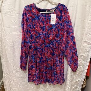 Skies Are Blue Red and Blue Patterned Dress